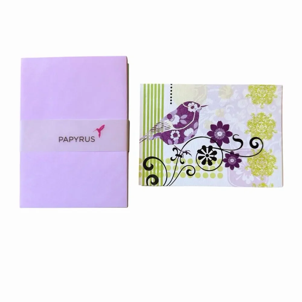 Papyrus Keepsake Box Blank Note Cards & Lined Envelopes Bird Songbird Floral